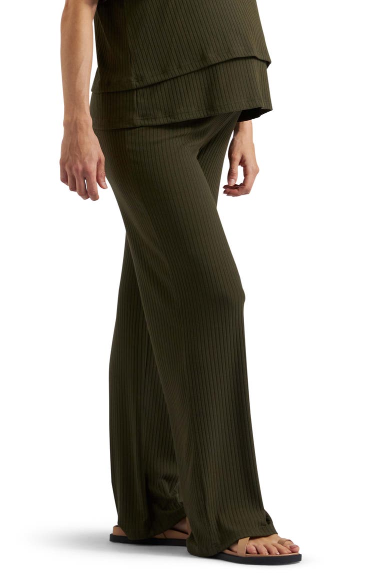 Cindy Rib Knit Maternity Pant, Alternate, color, KHAKI
