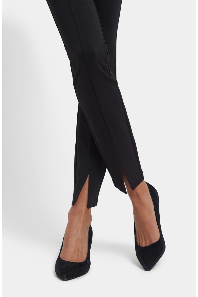 Zelda Split Hem Slim Straight Leg Pants, Alternate, color, BLACK