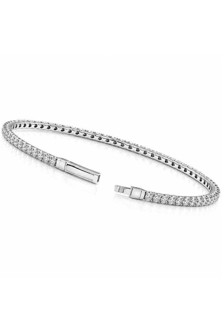 2Ct F/VS Diamond Flexible Oval Bangle Bracelet Gold Lab Grown, Alternate, color, 14k White Gold