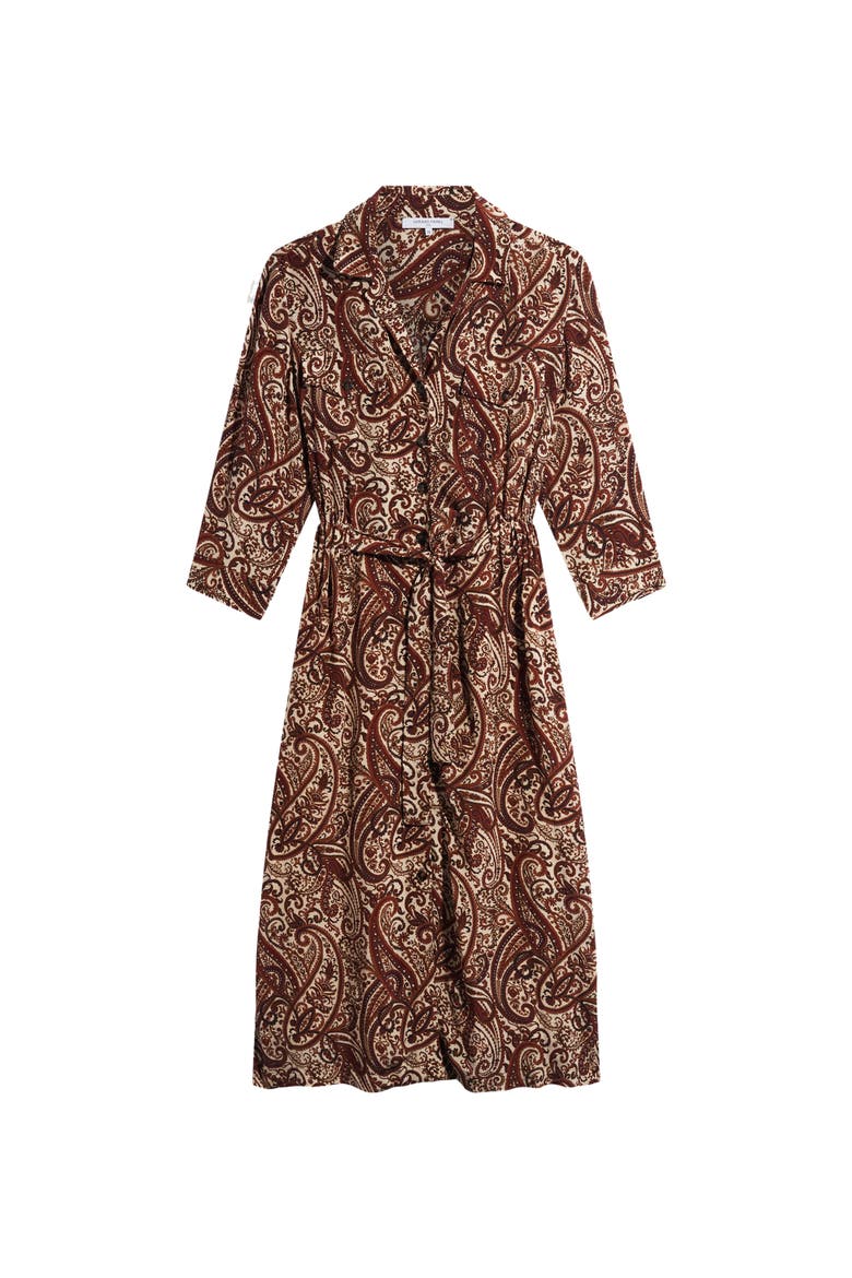 Cyra 3/4 Sleeve Midi Shirt Dress, Alternate, color, Caramel