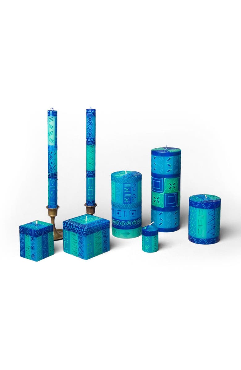 Thumbprint Artifacts Blue & Green Painted Votive Candles - Set of 6, Main, color, Blue - 2"