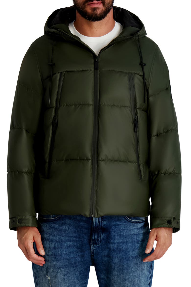 Hooded Puffer Jacket, Main, color, OLIVE