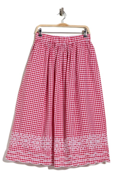 A-Line Embroidery Midi Skirt