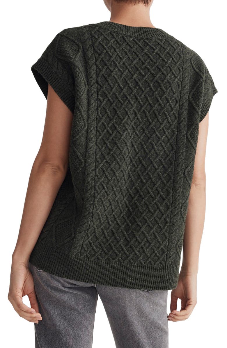 Madewell Cable Knit Wool Blend V-Neck Sweater Vest, Alternate, color,