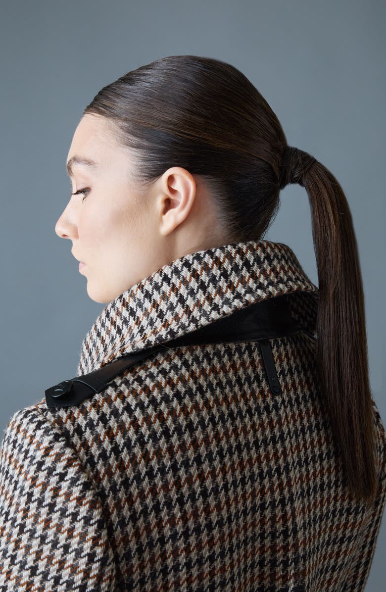 Mackage Elodie Houndstooth Double Breasted Coat, Alternate, color, Earth Brown Multi