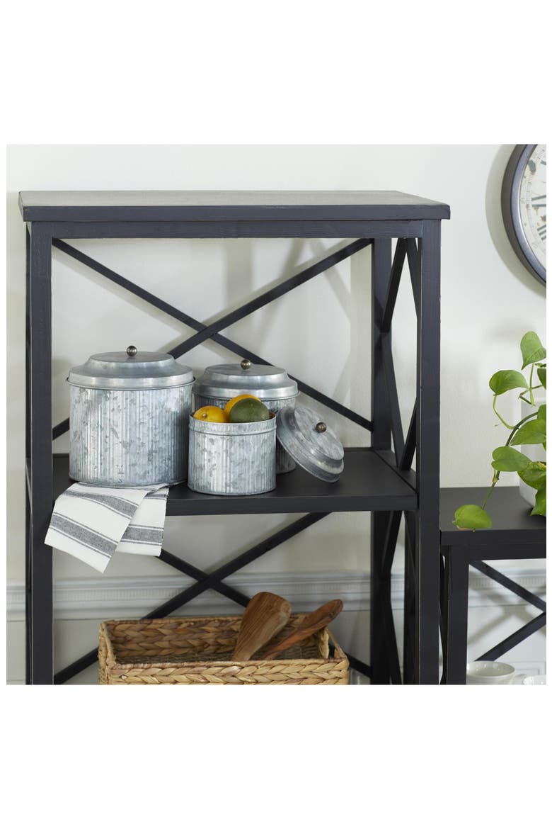 Farmhouse Set of 3 Metal Canisters, Alternate, color, SILVER