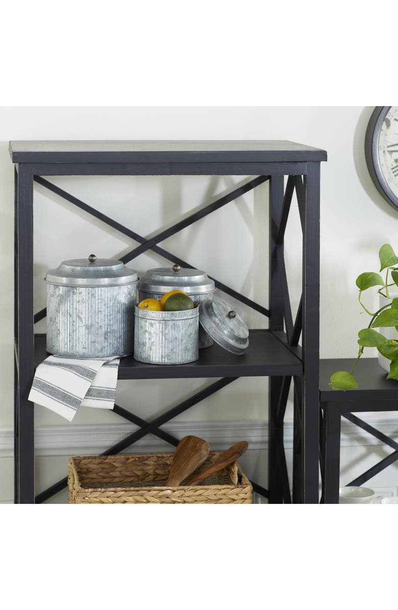 UMA Farmhouse Set of 3 Metal Canisters, Alternate, color, Silver