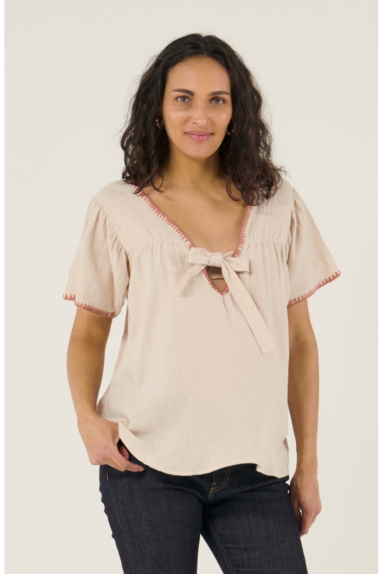 Maternity and Nursing Blouse Soraya, Main, color, Beige