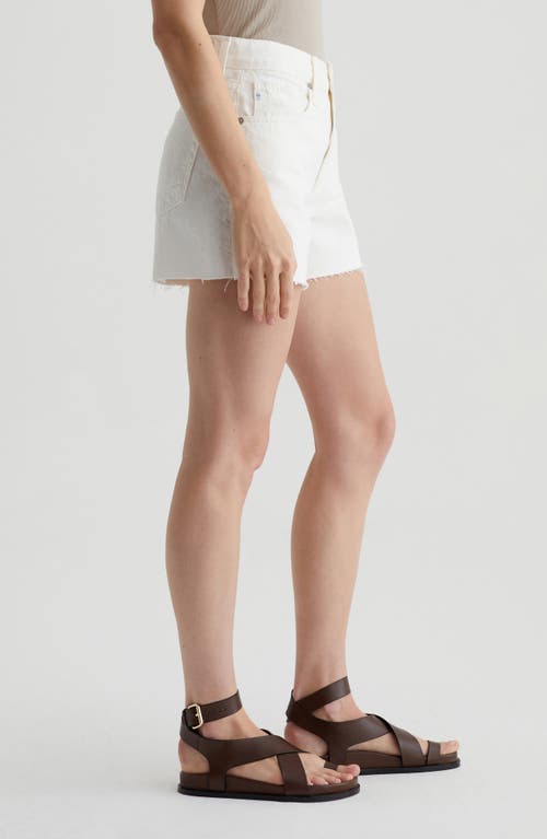 Shop Ag Halle High Waist Raw Hem Denim Shorts In Powder Destructed