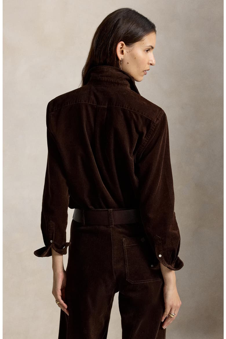 Cotton Corduroy Button-Up Shirt, Alternate, color, DARK BROWN
