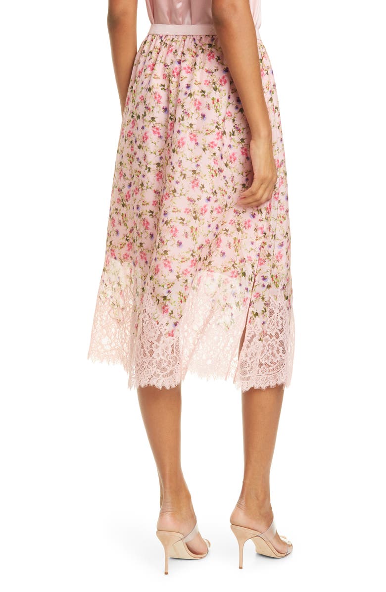 CAMI NYC The Quana Lace Trim Floral Silk Skirt, Alternate, color, 