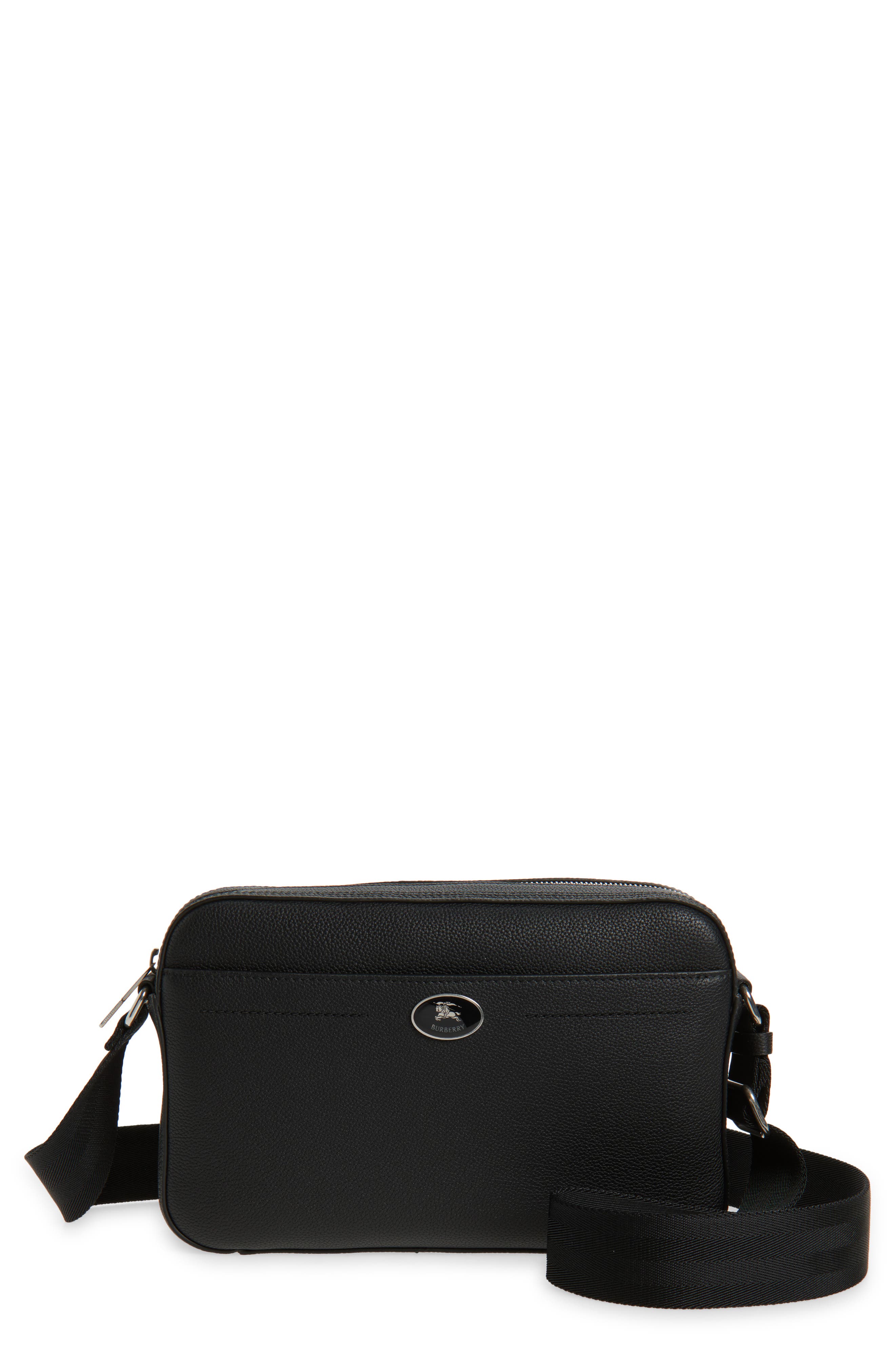 Burberry Large Cotswold Leather Crossbody Bag, Main, color, Black