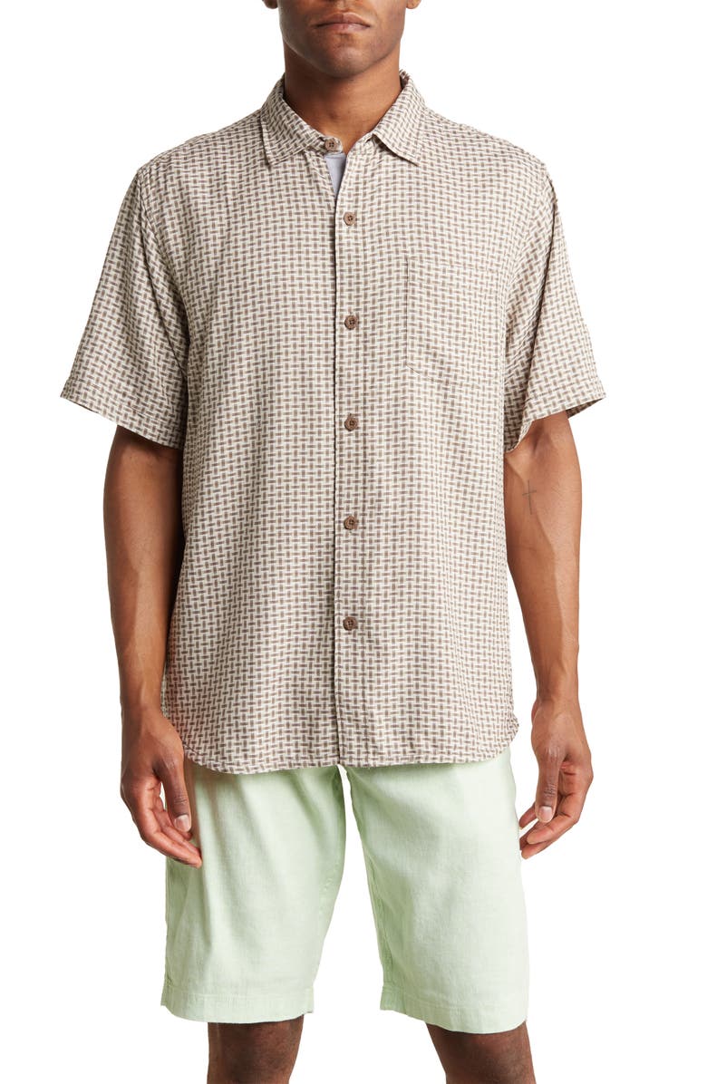 Tommy Bahama Shasta Shores Check Silk Camp Shirt, Main, color,