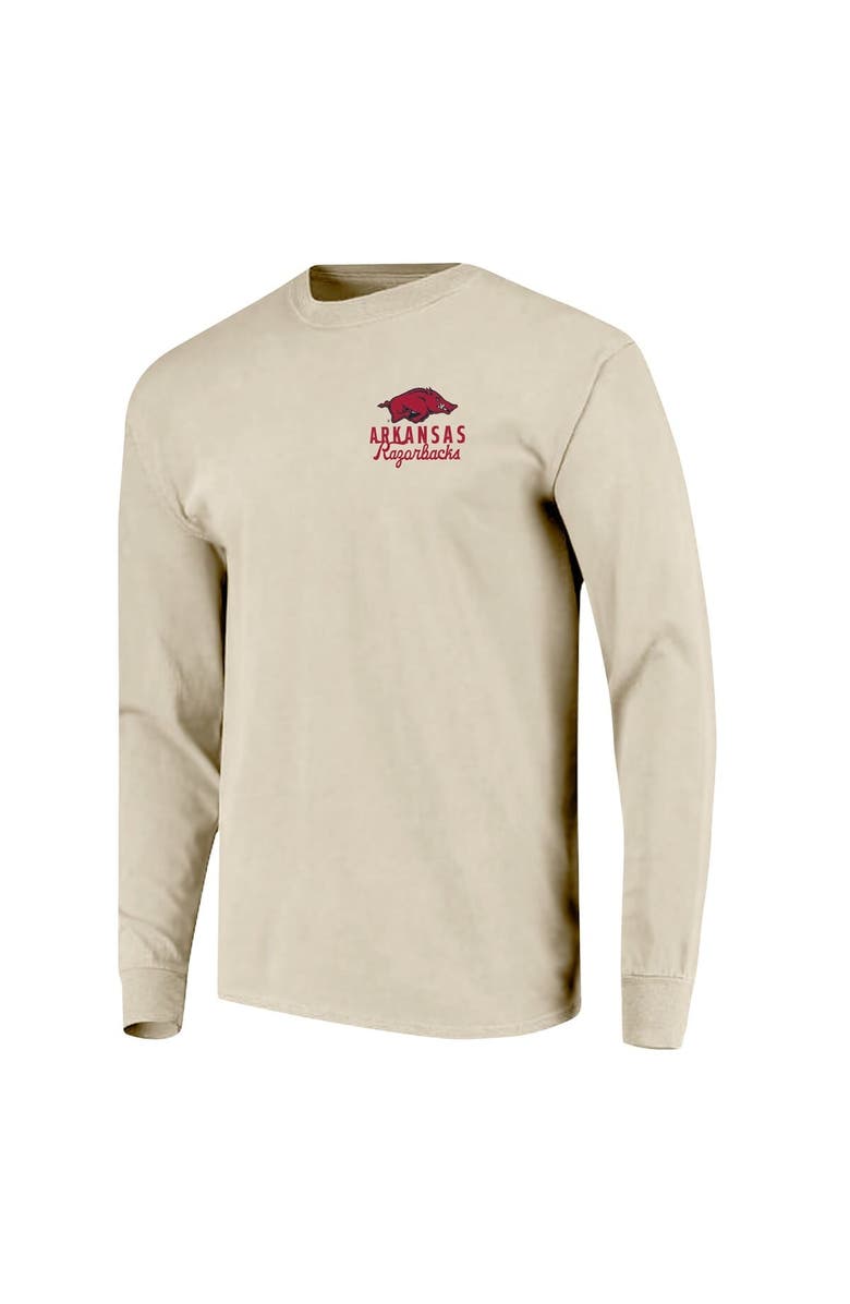 IMAGE ONE Men's Natural Arkansas Razorbacks Comfort Colors Mascot Overlay Long Sleeve T-Shirt, Alternate, color, Natural