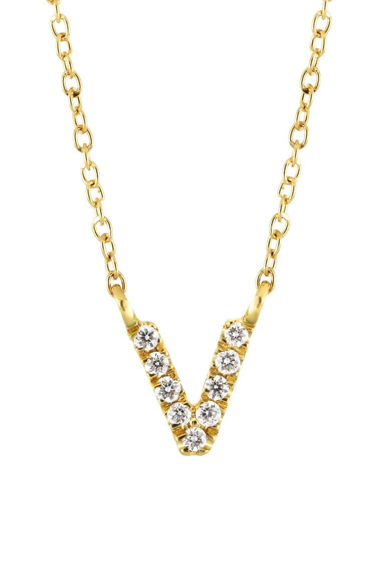 Icon Pavé Diamond Initial Pendant Necklace, Alternate, color, 18K YELLOW GOLD - V