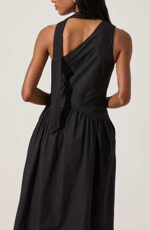 ASTR ASTR THE LABEL SCARF COTTON POPLIN FIT & FLARE DRESS