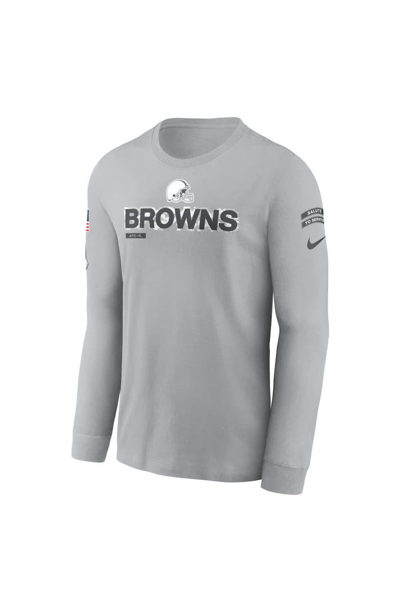 Nike Men's Nike Gray Cleveland Browns 2024 Salute To Service Long Sleeve T-Shirt, Alternate, color, 