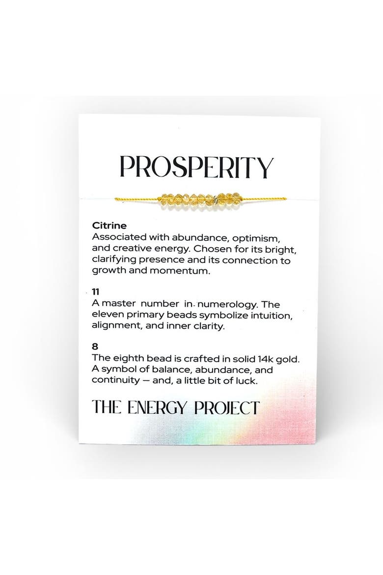 The Energy Project Bracelet - Prosperity With Citrine & Solid 14K Gold Bead, Alternate, color, Yellow