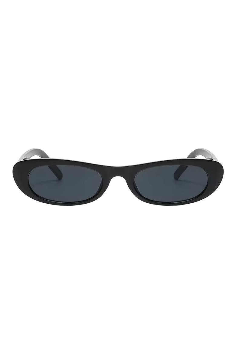 Nina 68mm Polarized Oversize Oval Sunglasses, Main, color, BLACK