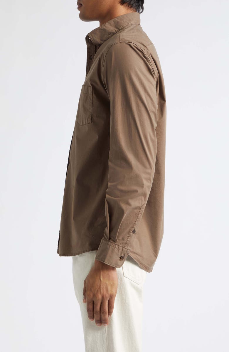 Sunspel Soft Stretch Poplin Button-Down Shirt, Alternate, color, Dark Cedar