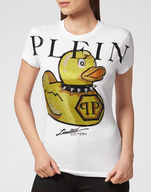 T-Shirt Round Neck Ss Pp Duck With Crystals Women