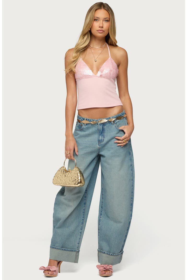 Katelyn Sequin Halter Top, Alternate, color, LIGHT-PINK