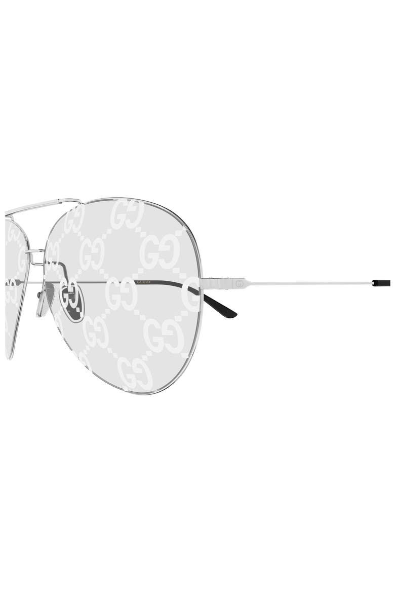 65mm Oversize Pilot Sunglasses, Alternate, color, SILVER