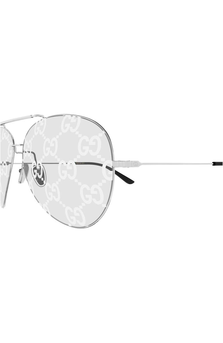 Gucci 65mm Oversize Pilot Sunglasses, Alternate, color, Silver
