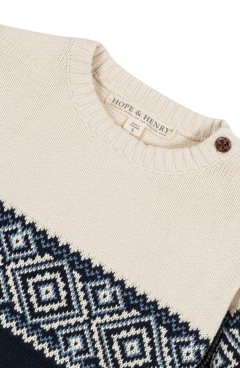 Hope & Henry Baby Boys' Organic Intarsia Crew Neck Button Sweater, Infant, Alternate, color, Ski Lodge Intarsia
