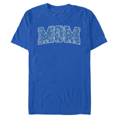 Men's Minnie Mouse Mom Collegiate Flower Pattern  Graphic T-Shirt