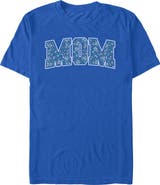 Minnie Mouse Men's Minnie Mouse Mom Collegiate Flower Pattern  Graphic T-Shirt