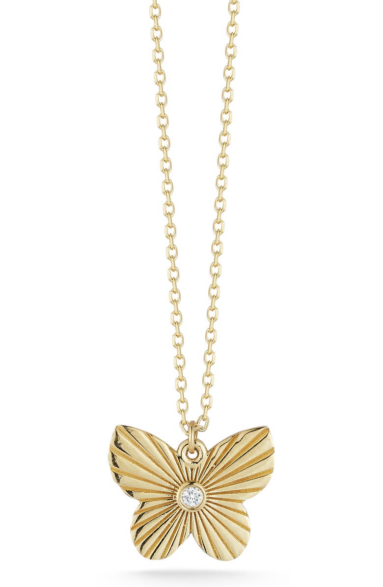 SPHERA MILANO 14K Gold Diamond Detail Butterfly Necklace -  0.03 ctw, Main, color, 