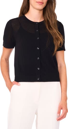 Short Sleeve Button-Up Sweater