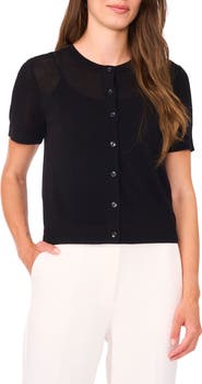 Halogen® Short Sleeve Button-Up Sweater