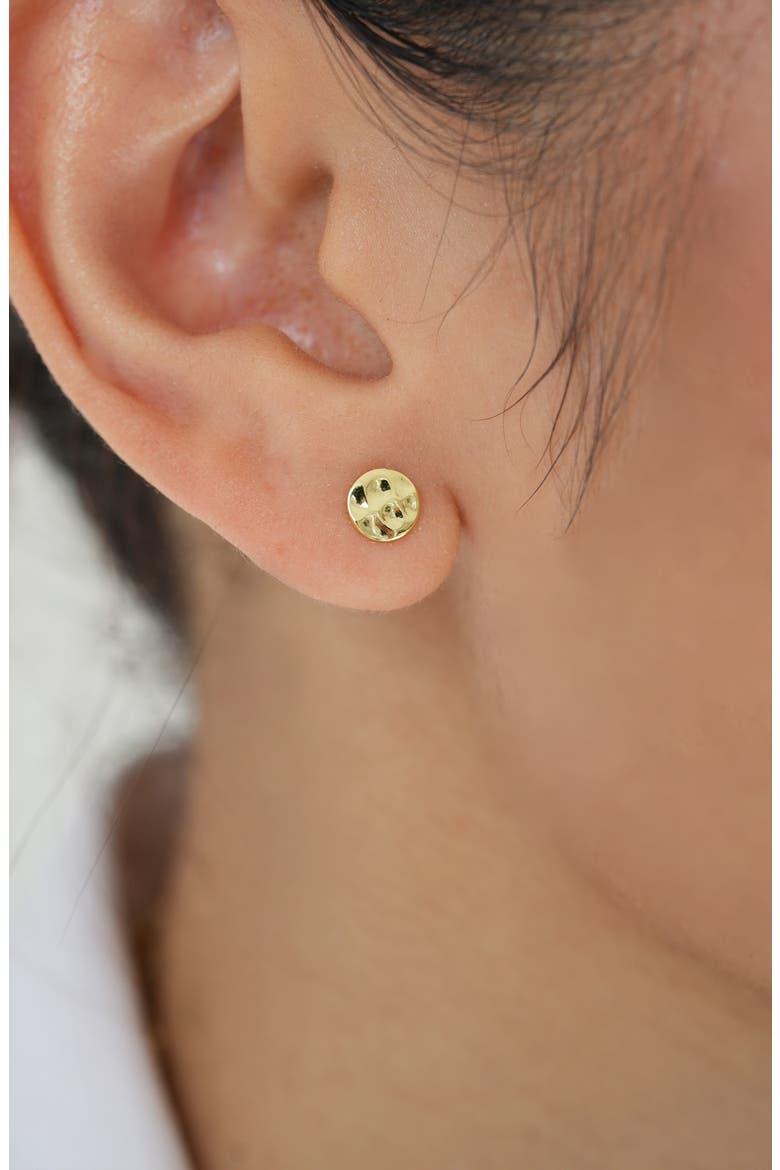 Hammered Stud Earrings, Alternate, color, GOLD/ SILVER