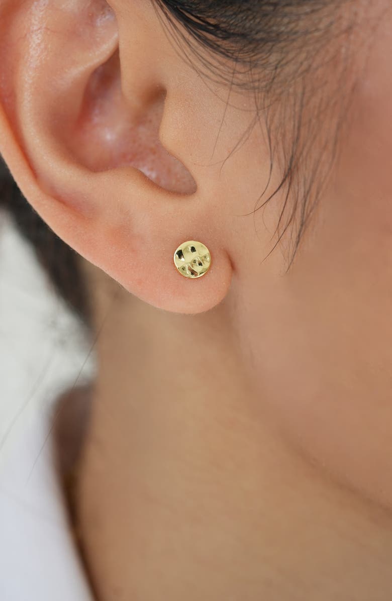 Argento Vivo Sterling Silver Hammered Stud Earrings, Alternate, color, Gold/ Silver