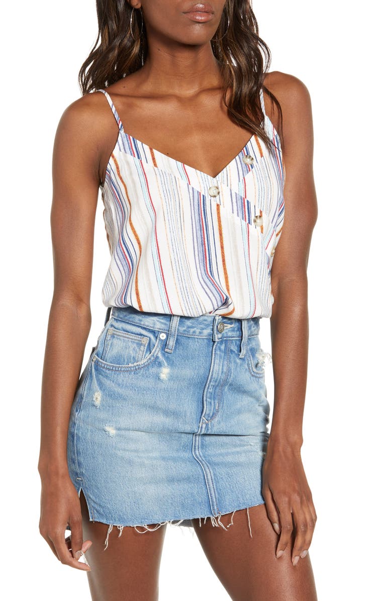 Hiatus Stripe Button Neck Tank, Main, color, 