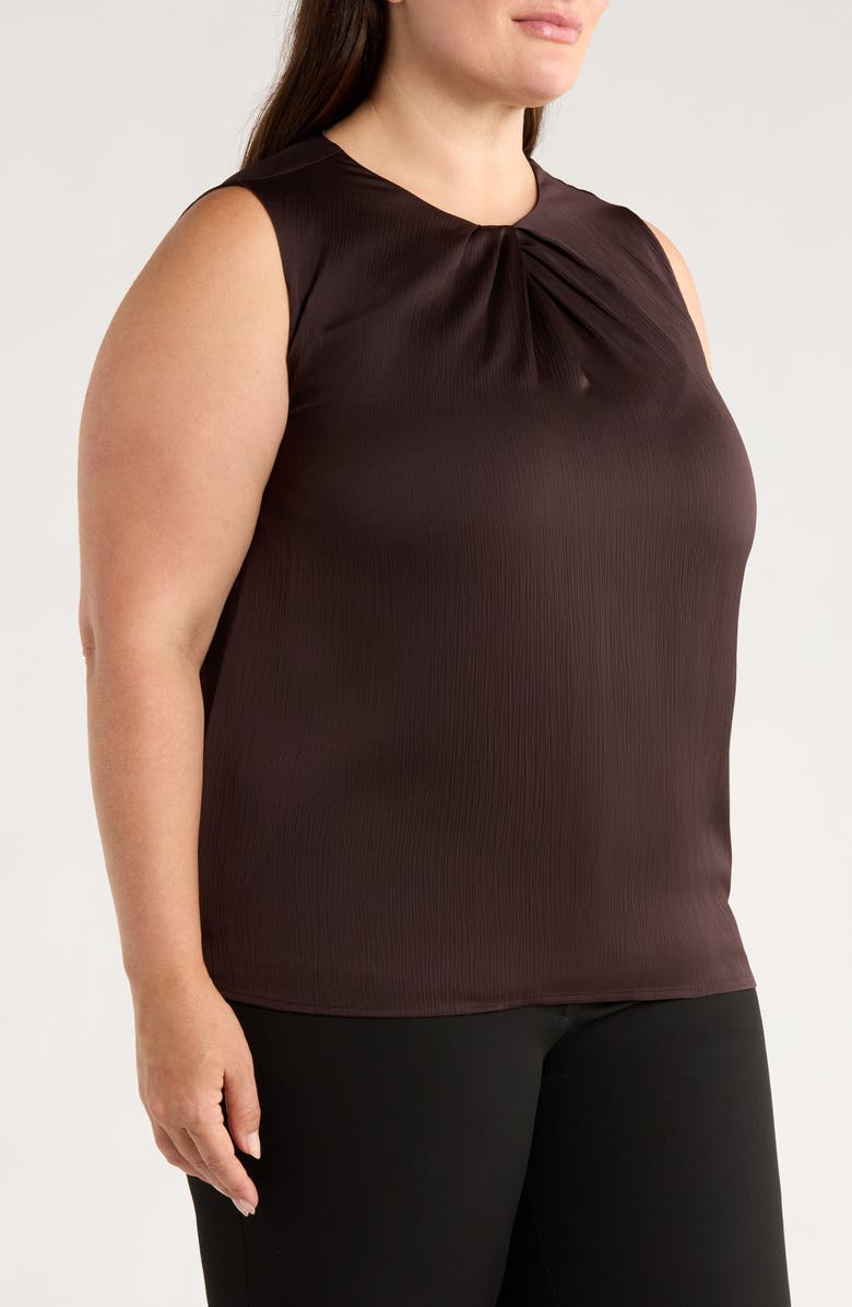 Anne Klein Pleated Jewel Neck Sleeveless Top, Alternate, color, Deep Mahogany