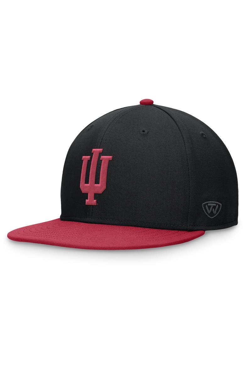 Men's Top of the World Black/Crimson Indiana Hoosiers Rally Two-Tone Fitted Hat, Main, color, Black