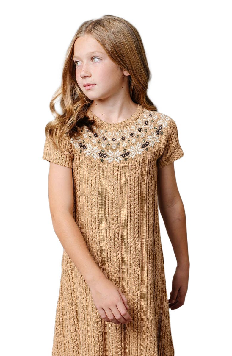 Hope & Henry Girls' Organic Fair Isle Cable Sweater Dress, Kids, Alternate, color, 