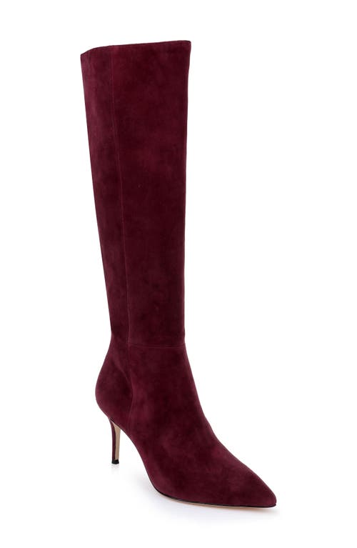 L'agence Herald Leather Knee High Boot In Burgundy Suede