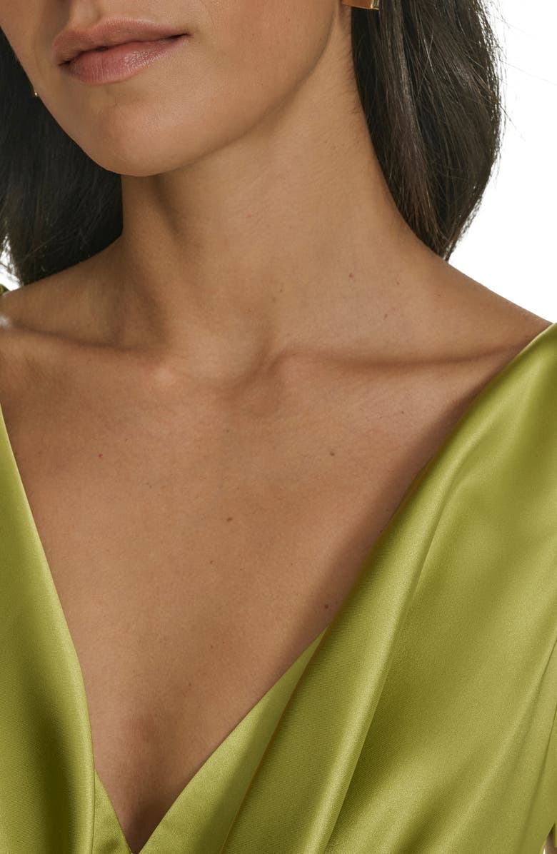 Vince Camuto Draped Neck Satin Gown, Alternate, color, Pear