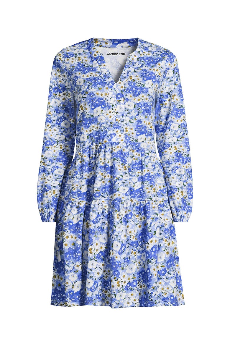 Cotton Jersey Tiered Mini Dress, Alternate, color, Clear Blue/Ivory Flower Patch