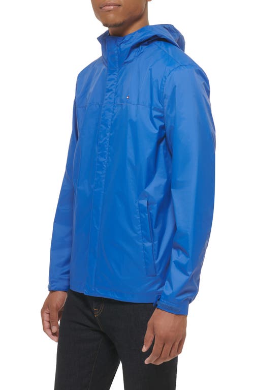 Tommy Hilfiger Hooded Rain Slicker Jacket In Blue