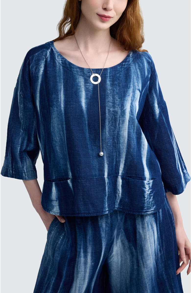 LUUKAA Avery Batik-effect Muslin Blouse, Alternate, color, Candy Sky