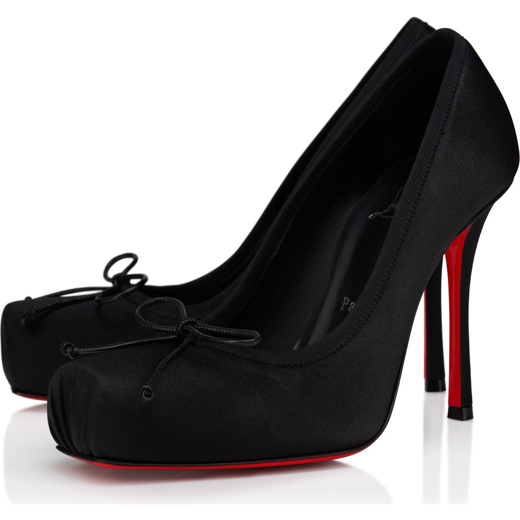 Christian Louboutin Cassia Satin Red-sole Ballerina Pumps In Black