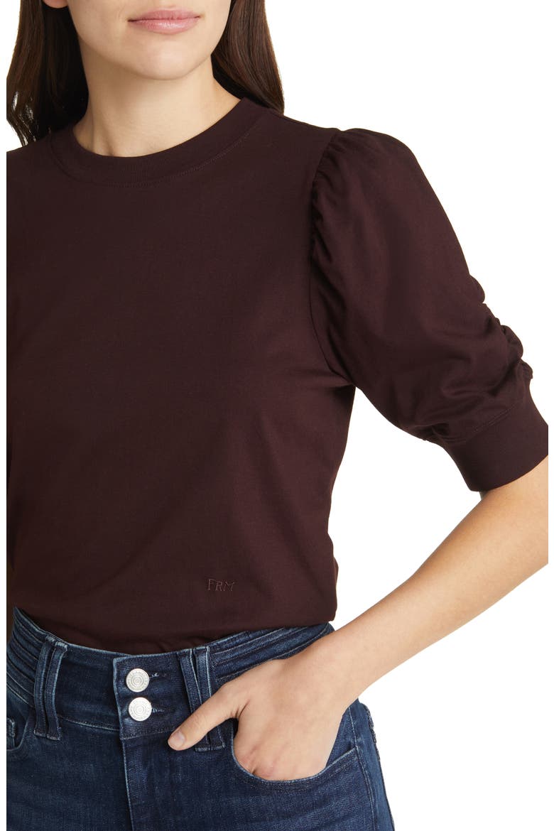 Frankie Puff Sleeve Organic Cotton Knit Top, Alternate, color, BURGUNDY
