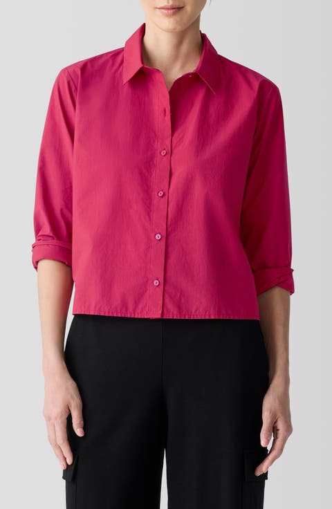 Classic Point Collar Organic Cotton Poplin Button-Up Shirt