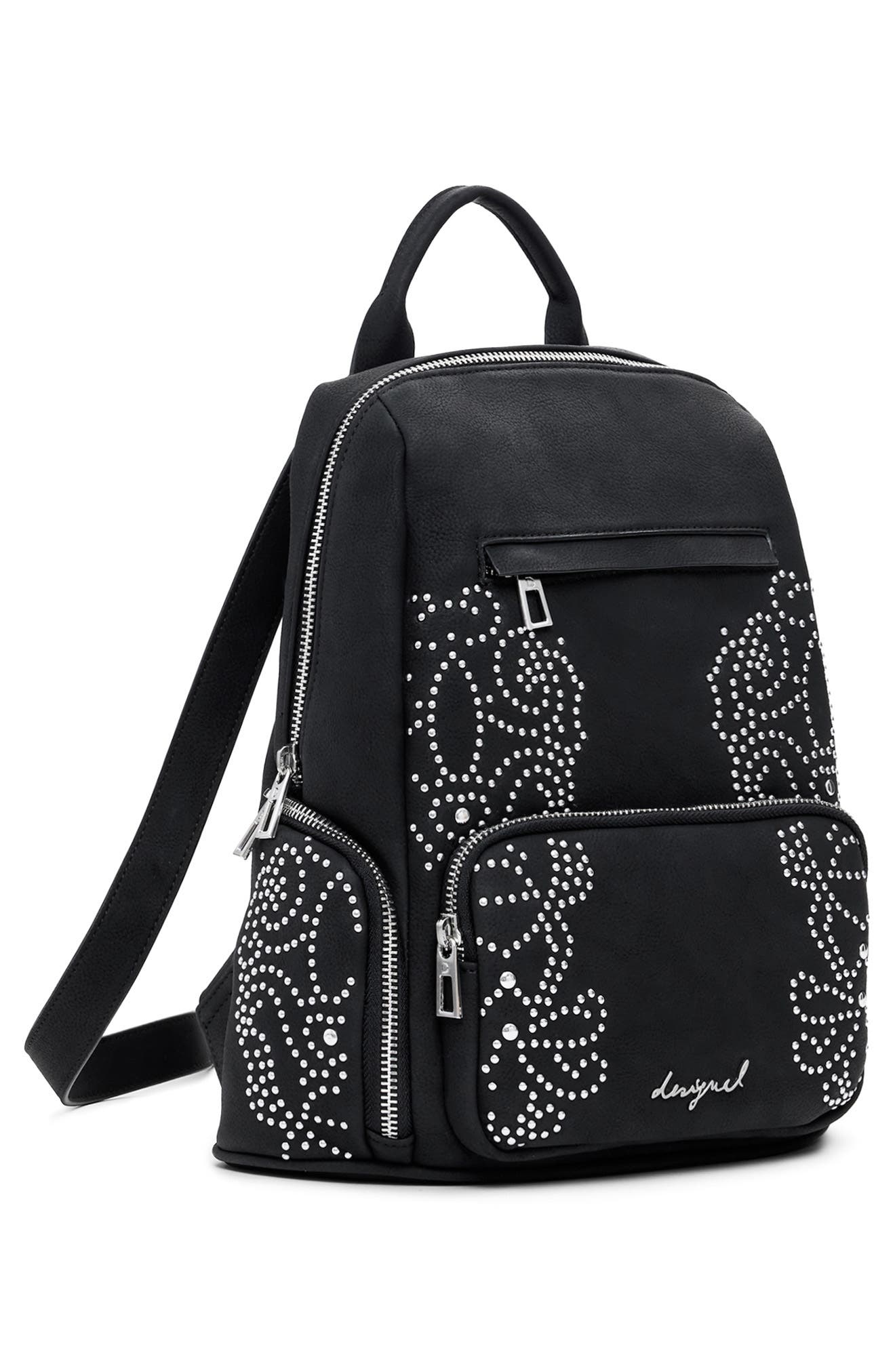 Desigual Studded Mini Backpack, Alternate, color, Black