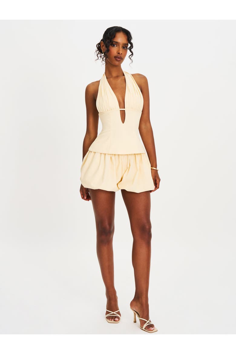 Quinzella Smock Back Halter Neck Linen Top, Alternate, color, off white
